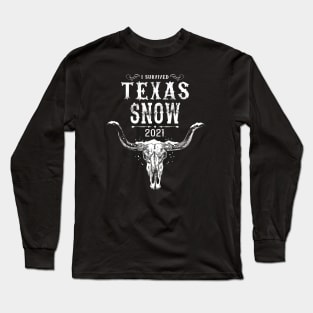 I Survived Texas Snow 2021-Cow Skull Long Sleeve T-Shirt